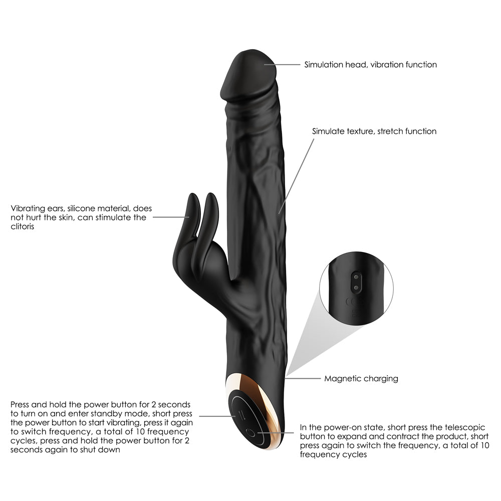 Winyi Terry 2 Thrusting Silicone Dildo - Black