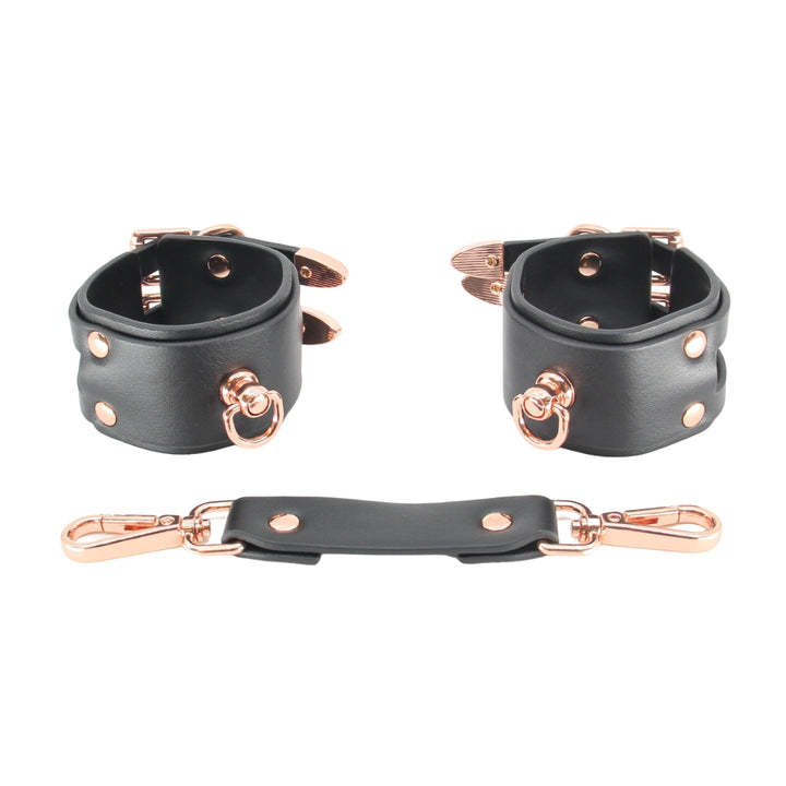 Love In Leather Faux Leather Handcuffs 070 - Rose Gold