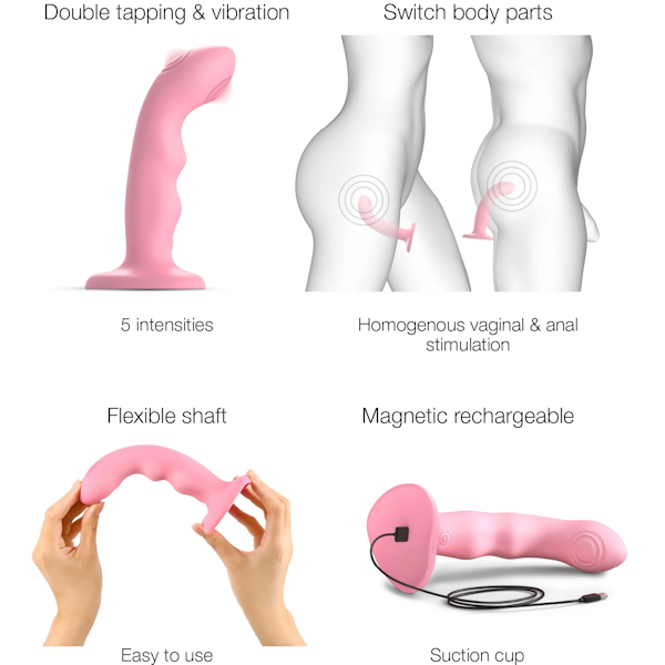 Strap On Me Tapping Dildo Wave Medium - Coral Pink