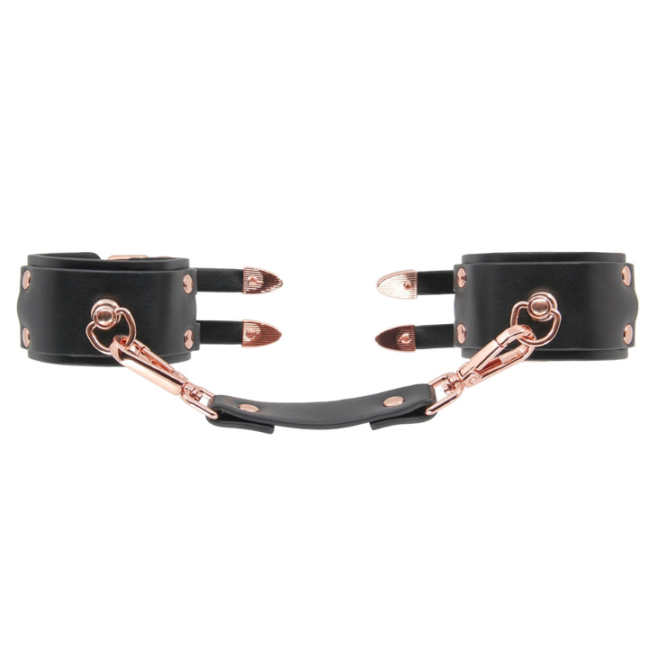 Love In Leather Faux Leather Handcuffs 070 - Rose Gold