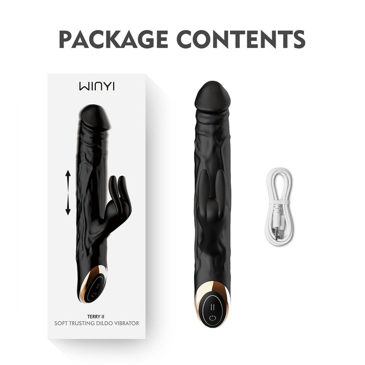 Winyi Terry 2 Thrusting Silicone Dildo - Black