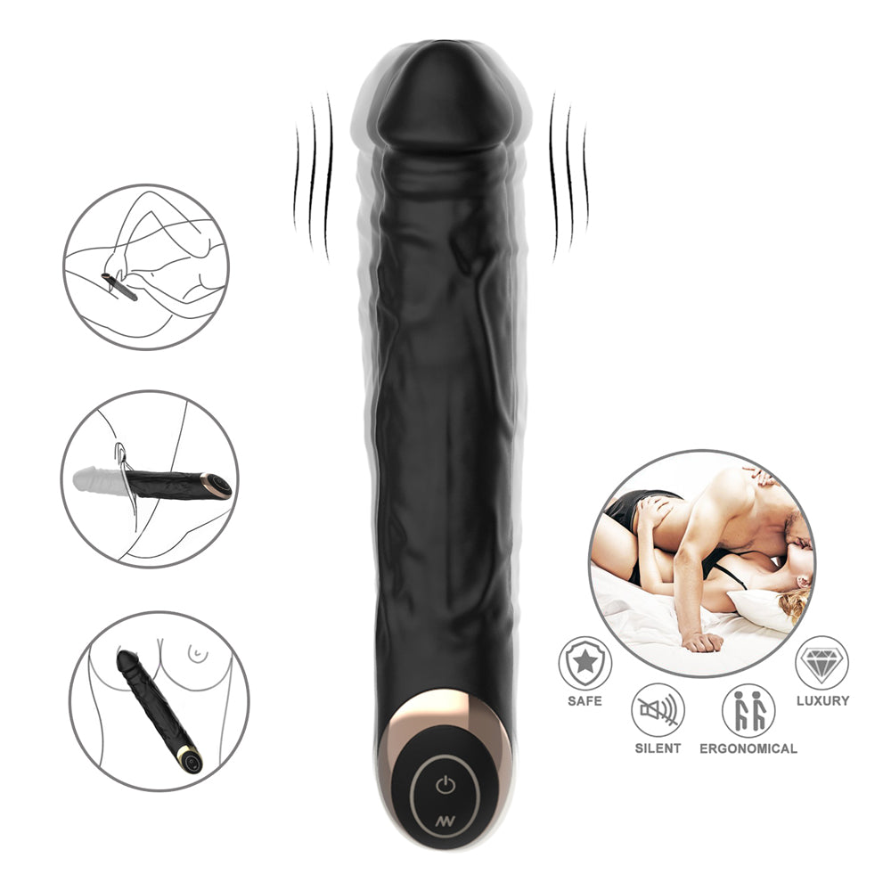 Winyi Terry Realistic Silicone Dildo - Black