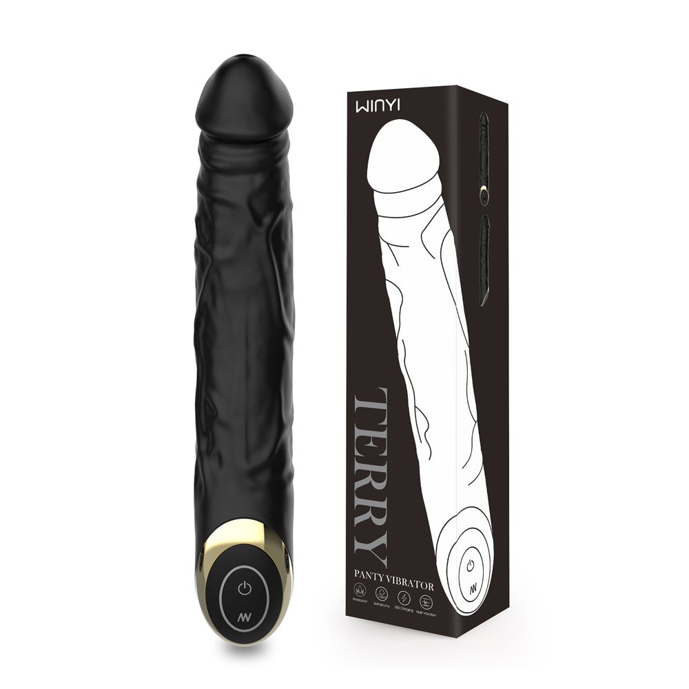 Winyi Terry Realistic Silicone Dildo - Black