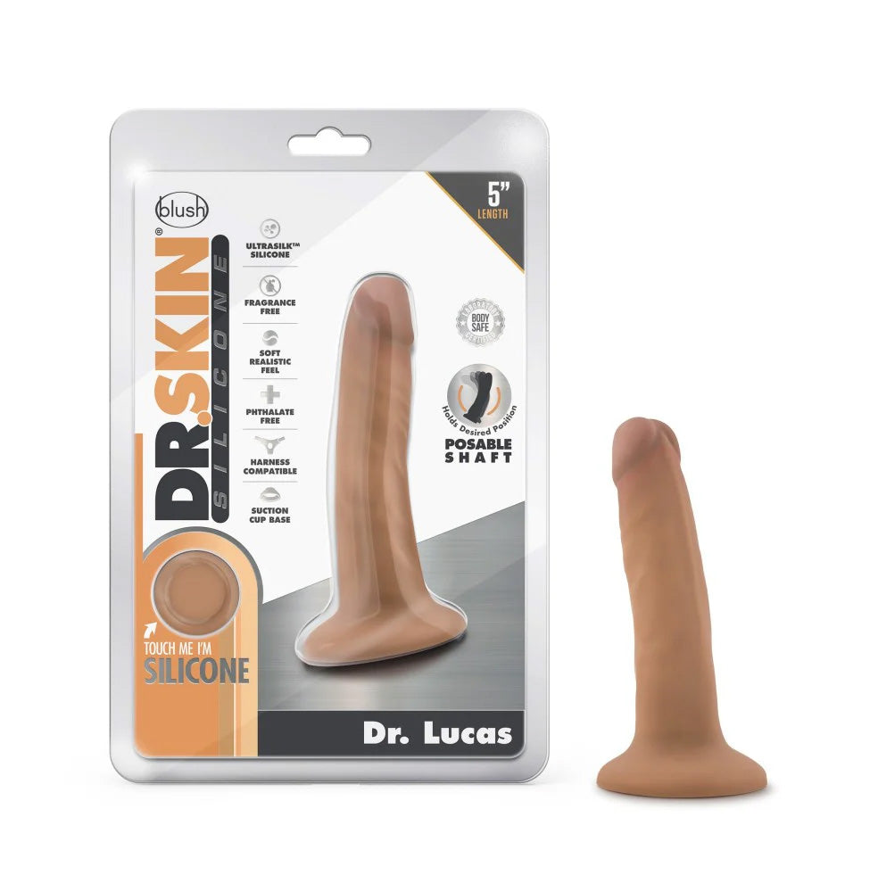 Blush Dr Skin Dr Lucas Silicone 5 Inch Cock and Balls - Mocha