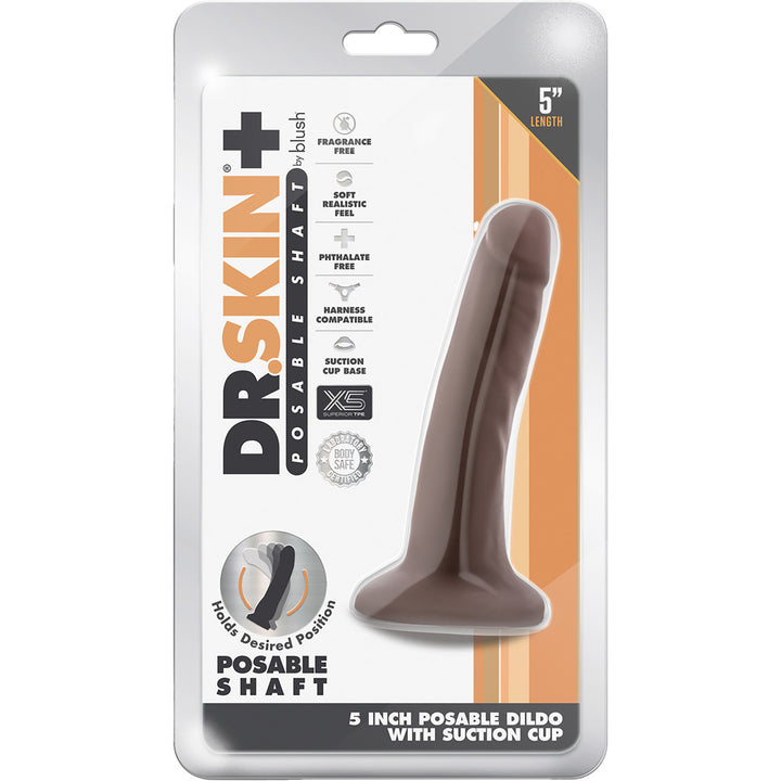 Blush Dr Skin Plus 5 Inch Posable Dildo - Chocolate