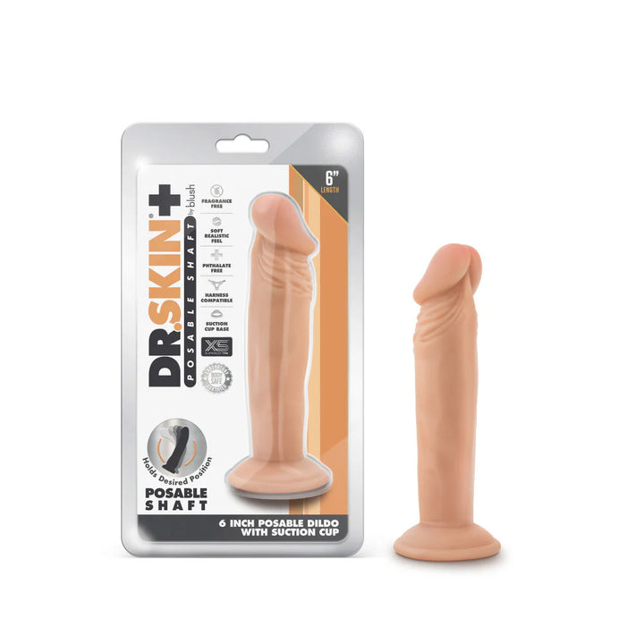 Blush Dr Skin Plus Posable 6 Inch Cock With Suction Cup - Vanilla