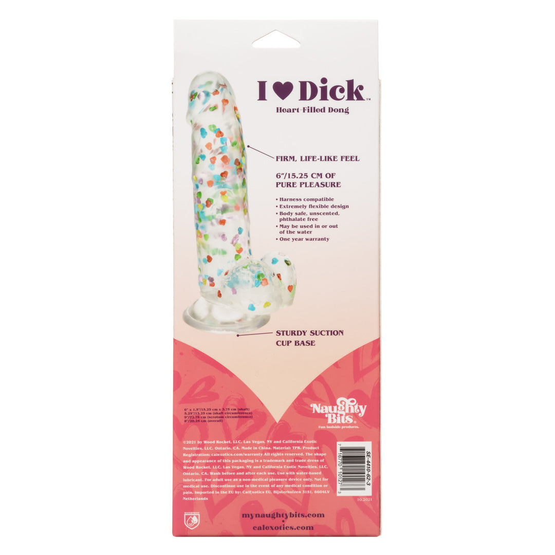 Calexotics Naughty Bits I Love Dick Heart-filled Dong - Clear