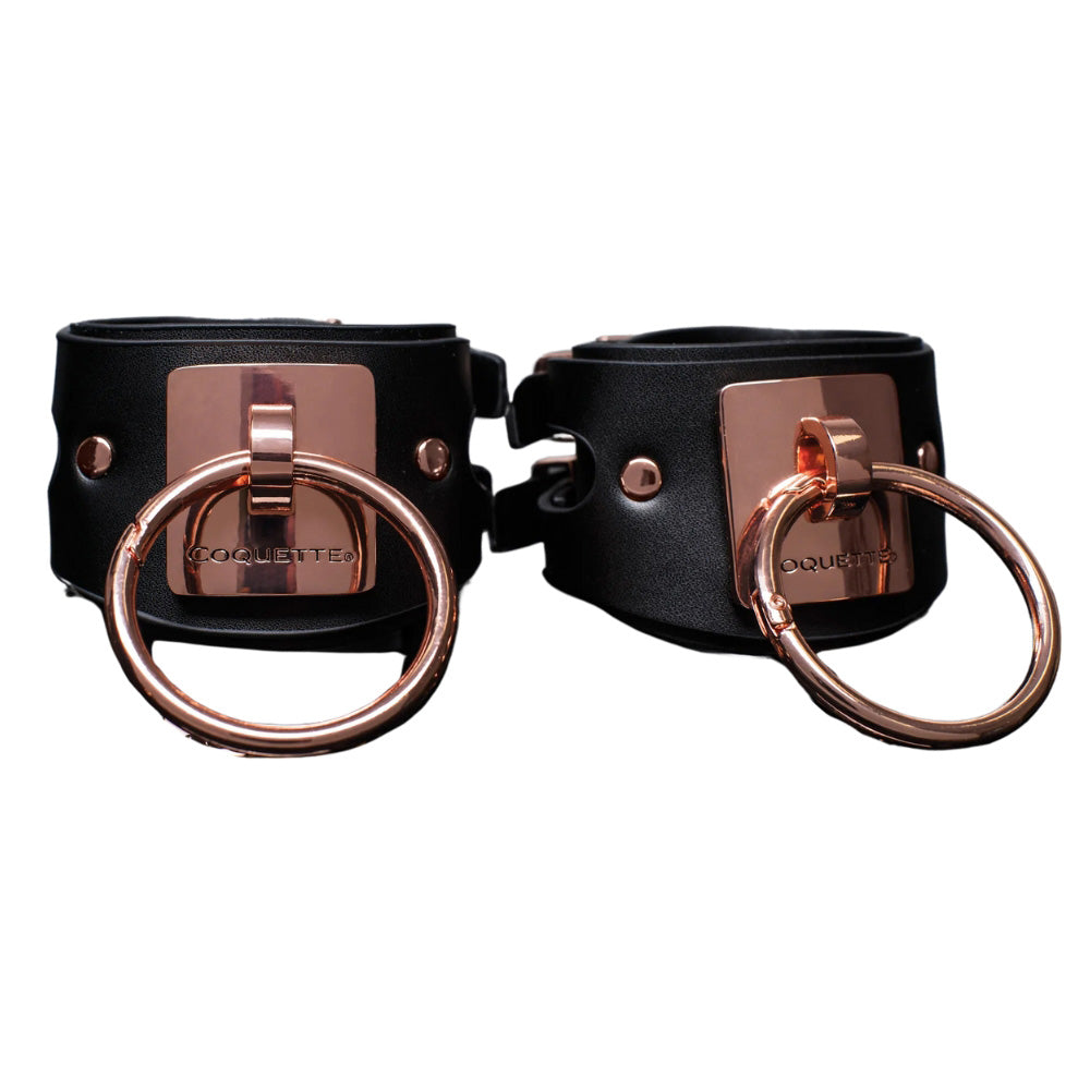 Coquette Vegan Leather Handcuffs - Black