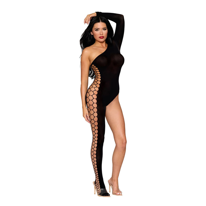 Dreamgirl Asymmetrical Seamless Bodystocking 0514 - Black