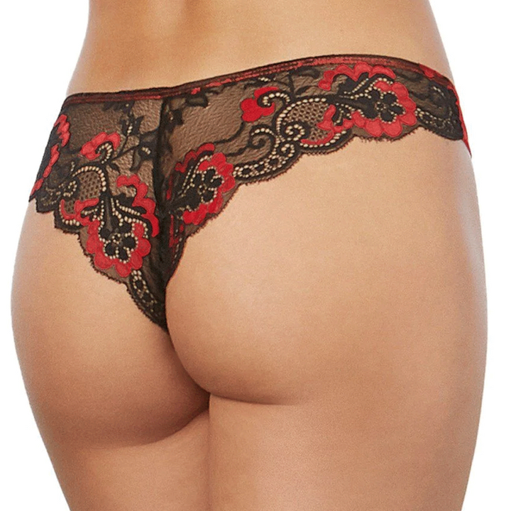 Dreamgirl Lingerie Cheeky Panty Cross Dye Lace - Red/Black 1380