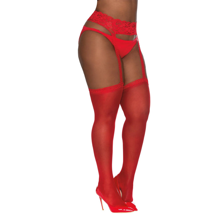 Dreamgirl Lingerie Sheer Garter Belt Pantyhose 0013X - Red