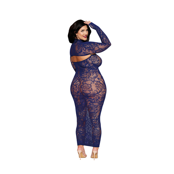 Dreamgirl Plus Size Bodystocking Shrug Gown 0525X - Eclipse