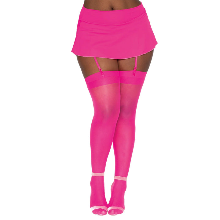 Dreamgirl Plus Size Sheer Thigh High Stockings 0007X - Pink