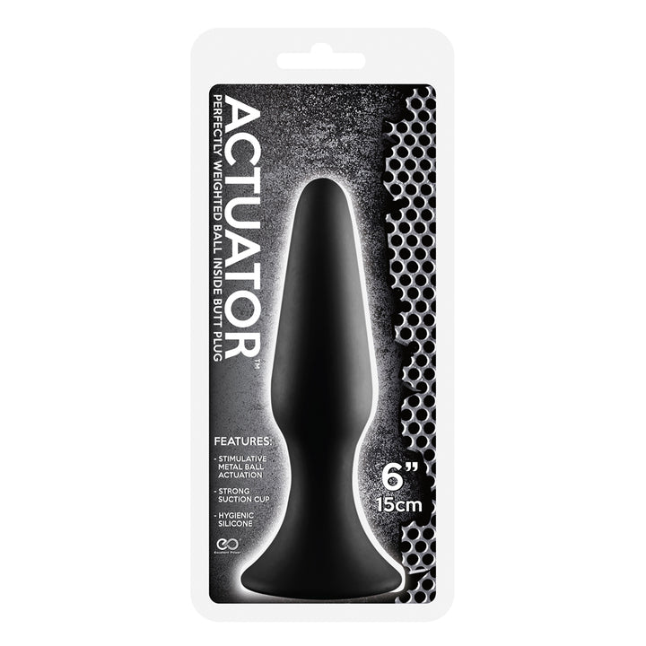 Excellent Power Actuator Silicone Butt Plug - Black