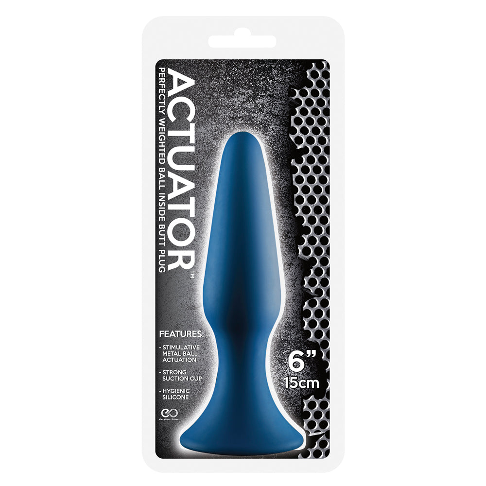 Excellent Power Actuator Silicone Butt Plug - Blue