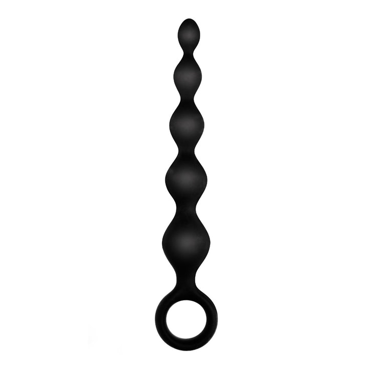 Excellent Power Arse Beads Ribbed Silicone 5.5 Inch - Black