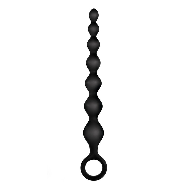 Excellent Power Arse Beads Ribbed Silicone 7 Inch - Black