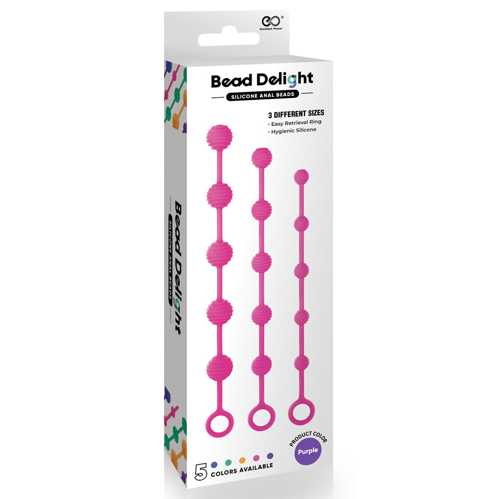 Excellent Power Bead Delight Silicone Anal Beads 3 Pack - Purple