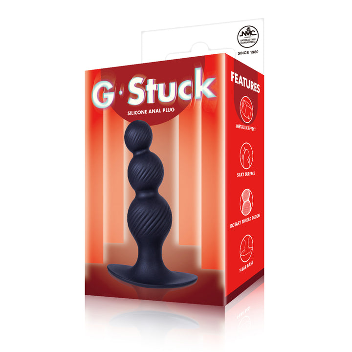 Excellent Power G-Stuck Silicone Anal Beads 5 Inch - Black