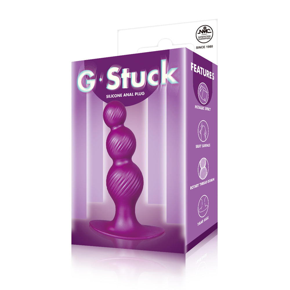 Excellent Power G-Stuck Silicone Anal Beads 5 Inch - Purple