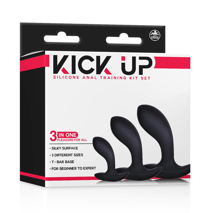 Excellent Power Kick Up 3 in 1 Silicone Anal Training Set - Curved