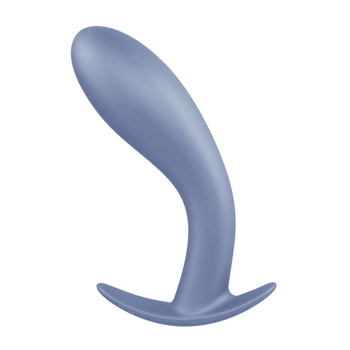 Excellent Power Metallic Glam Curved Butt Plug  - Blue