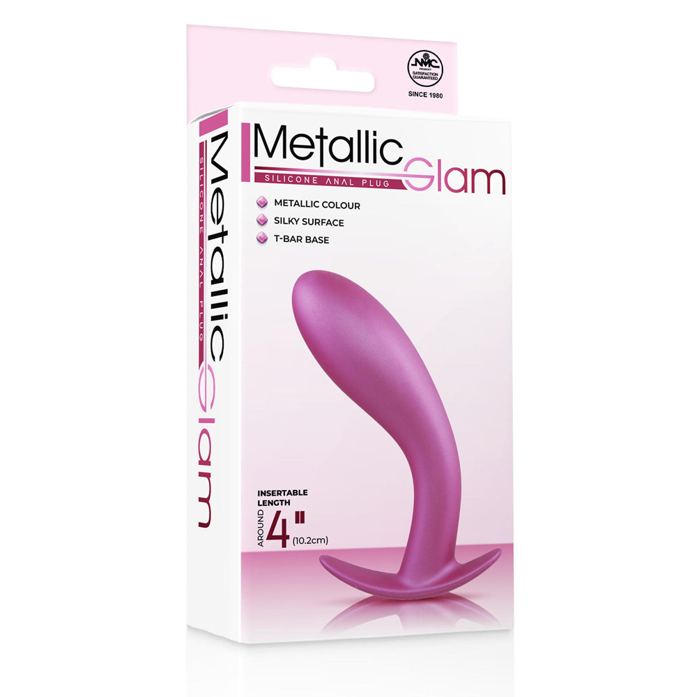 Excellent Power Metallic Glam Curved Butt Plug  - Purple