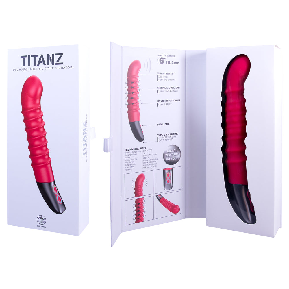 Excellent Power Titanz Rotating Ribbed Beaded G-Spot Vibrator - Pink