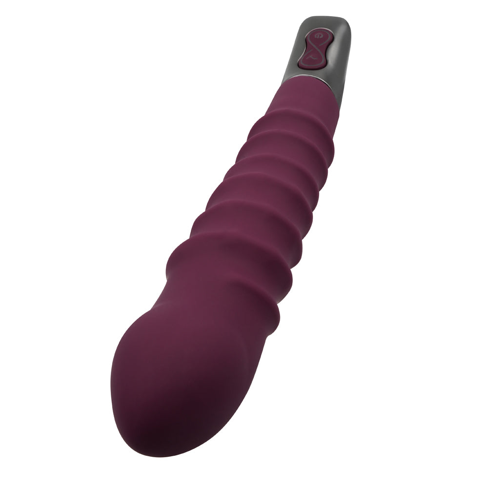 Excellent Power Titanz Rotating Ribbed Beaded G-Spot Vibrator - Rubine Red