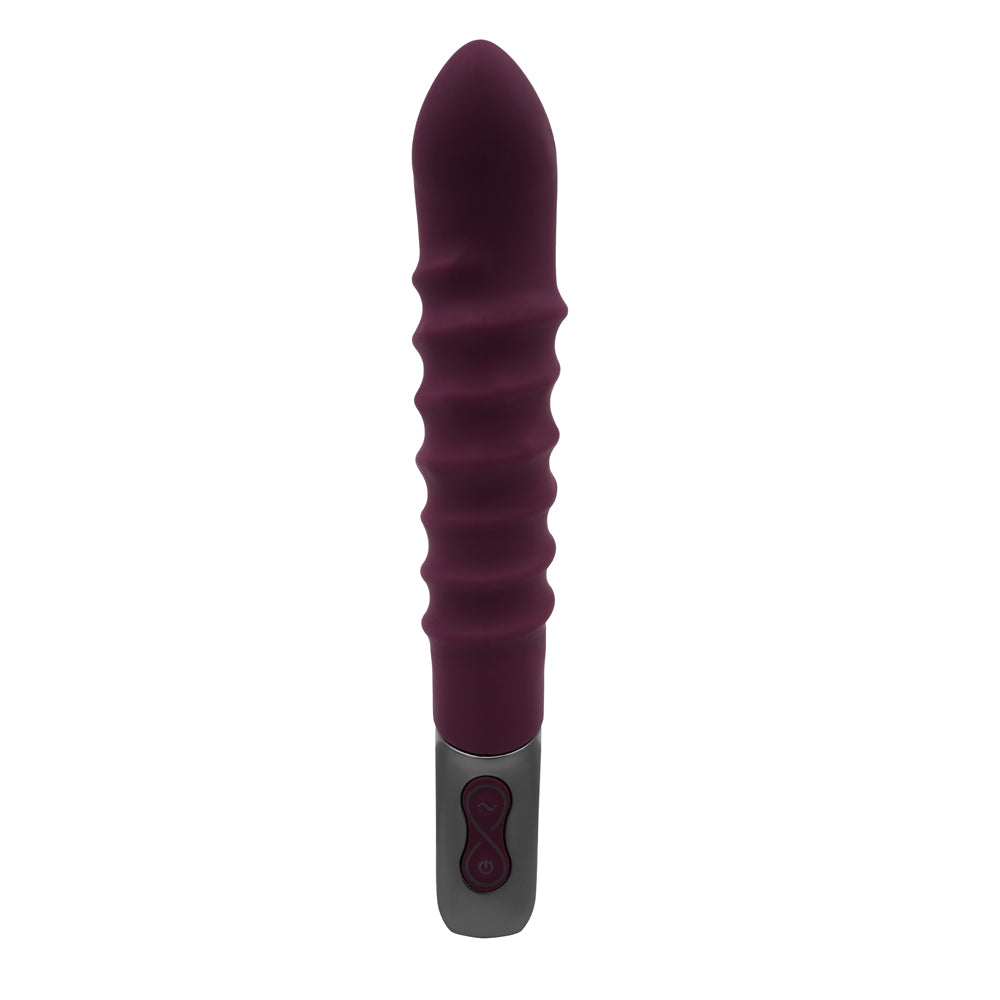 Excellent Power Titanz Rotating Ribbed Beaded G-Spot Vibrator - Rubine Red