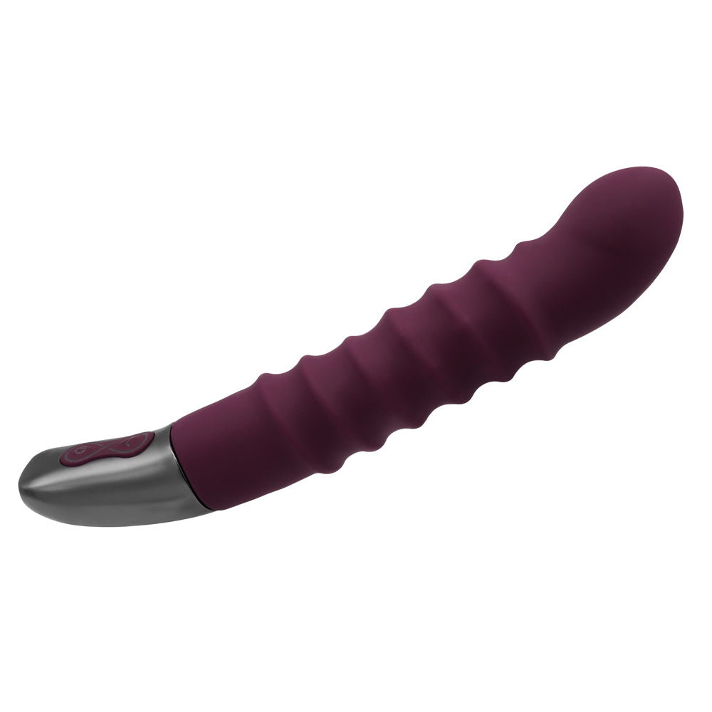 Excellent Power Titanz Rotating Ribbed Beaded G-Spot Vibrator - Rubine Red