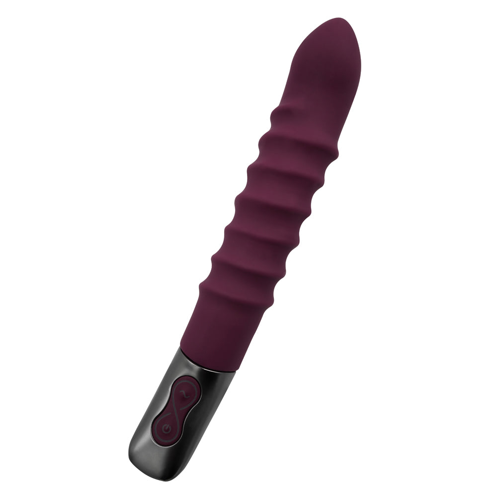 Excellent Power Titanz Rotating Ribbed Beaded G-Spot Vibrator - Rubine Red