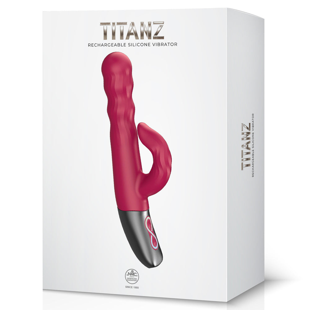 Excellent Power Titanz Thrusting Beaded Rabbit Vibrator - Pink