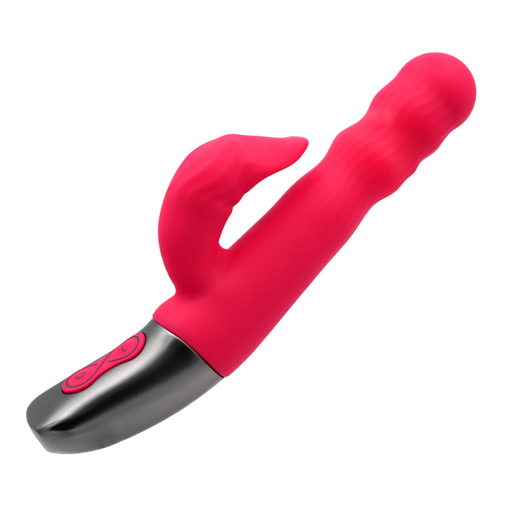 Excellent Power Titanz Thrusting Beaded Rabbit Vibrator - Pink