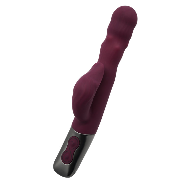 Excellent Power Titanz Thrusting Beaded Rabbit Vibrator - Rubine Red