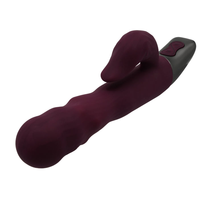 Excellent Power Titanz Thrusting Beaded Rabbit Vibrator - Rubine Red