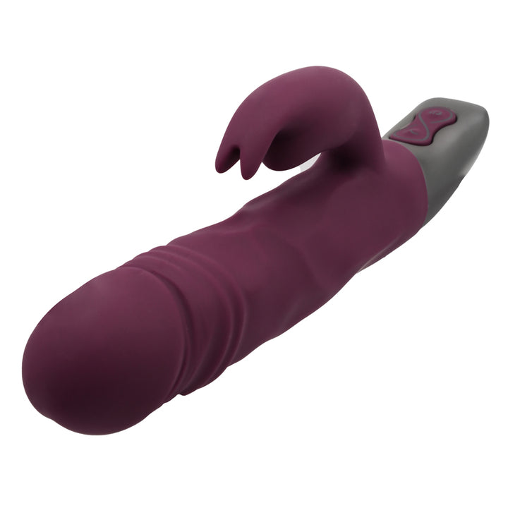 Excellent Power Titanz Thrusting Penis Rabbit Vibrator - Rubine Red