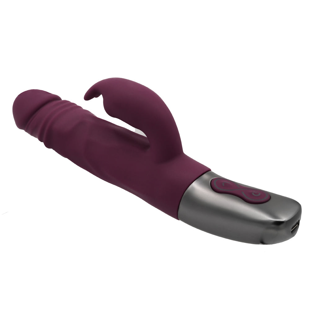 Excellent Power Titanz Thrusting Penis Rabbit Vibrator - Rubine Red