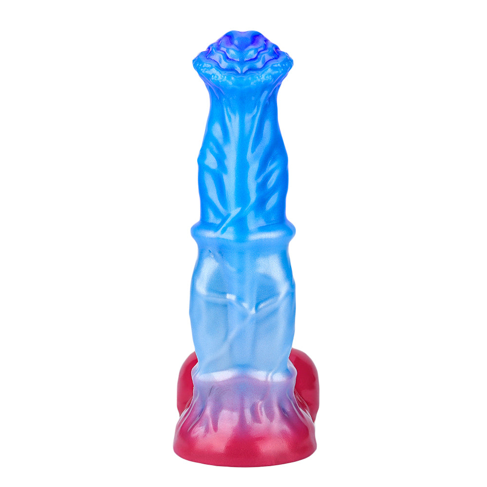 Fantasy Blue Devil Platinum Silicone Dildo 9.1 Inch - Metallic Blue