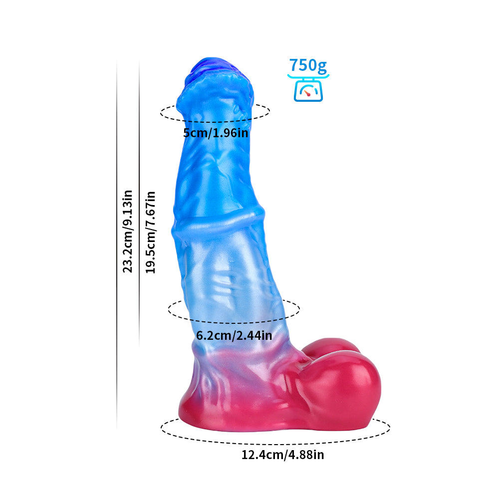 Fantasy Blue Devil Platinum Silicone Dildo 9.1 Inch - Metallic Blue