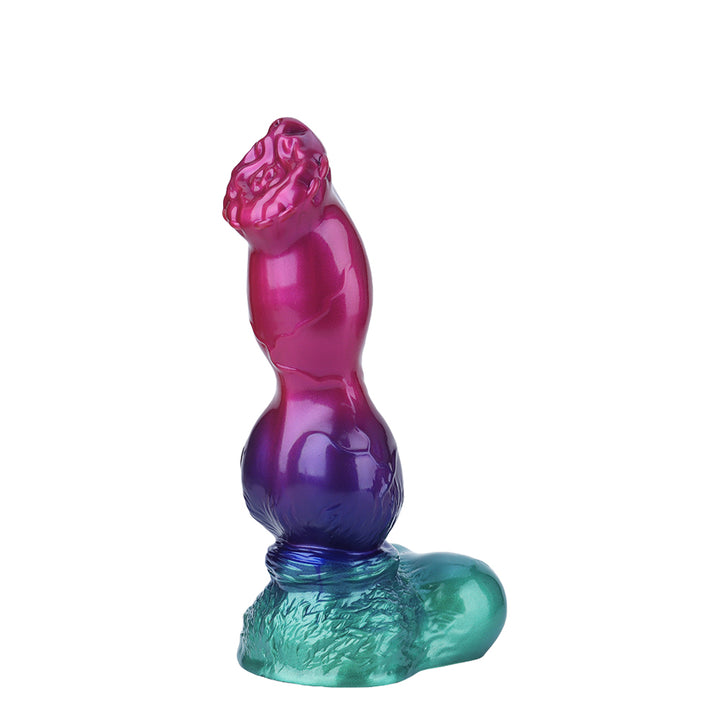 Fantasy Buff Beast Platinum Silicone Dildo 11.5 Inch - Metallic Rainbow