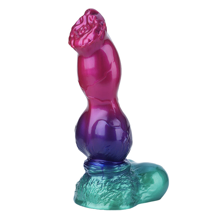 Fantasy Buff Beast Platinum Silicone Dildo 15 Inch - Metallic Rainbow