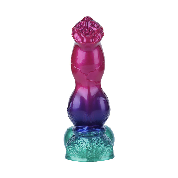 Fantasy Buff Beast Platinum Silicone Dildo 7.1 Inch - Metallic Rainbow