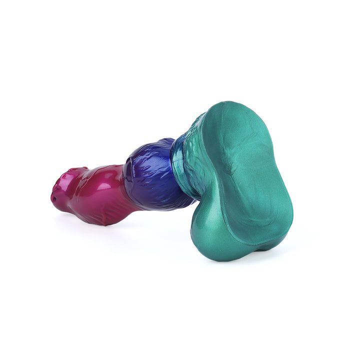 Fantasy Buff Beast Platinum Silicone Dildo 7.1 Inch - Metallic Rainbow