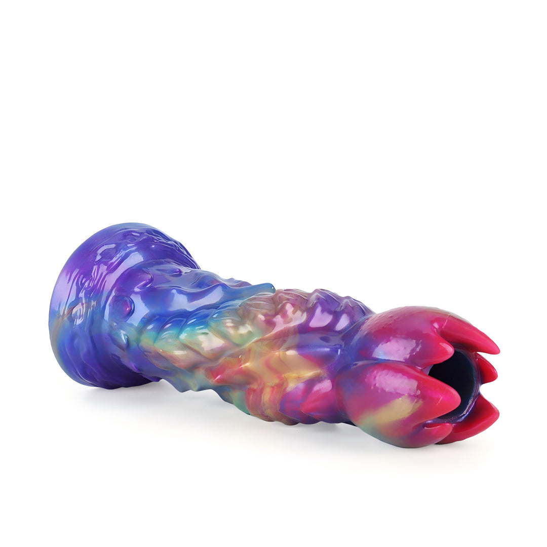 Fantasy Impregnator Egg Laying Platinum Silicone Dildo 9.7 Inch - Metallic Rainbow