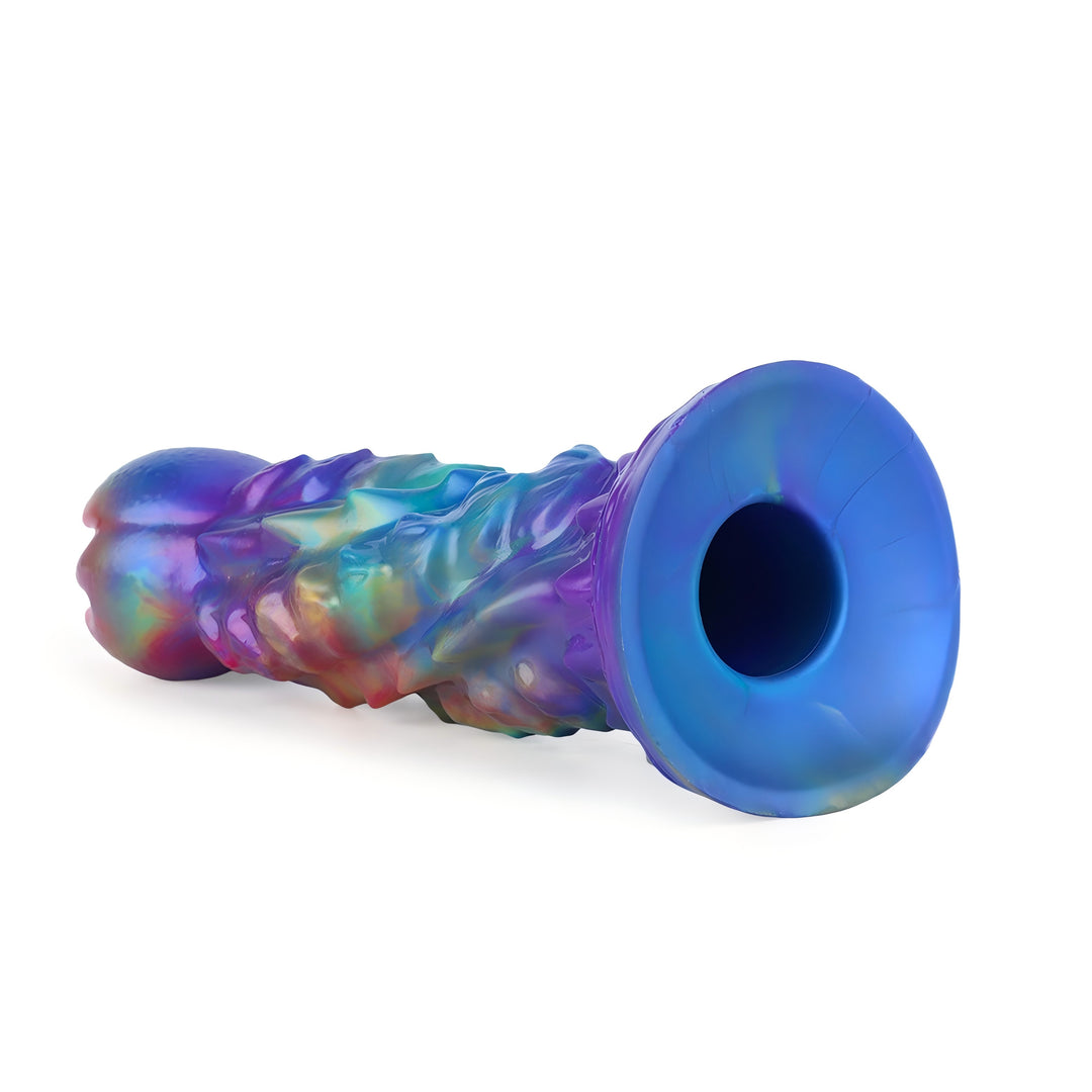 Fantasy Impregnator Egg Laying Platinum Silicone Dildo 9.7 Inch - Metallic Rainbow