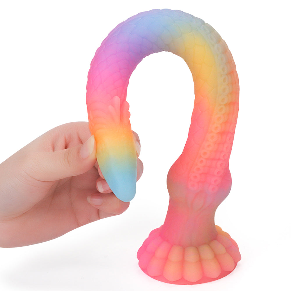 Fantasy Octopussy Platinum Silicone Dildo 16.4 Inch - Glow In The Dark