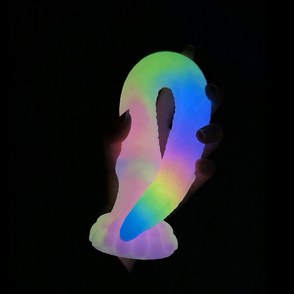 Fantasy Octopussy Platinum Silicone Dildo 22.2 Inch - Glow In The Dark