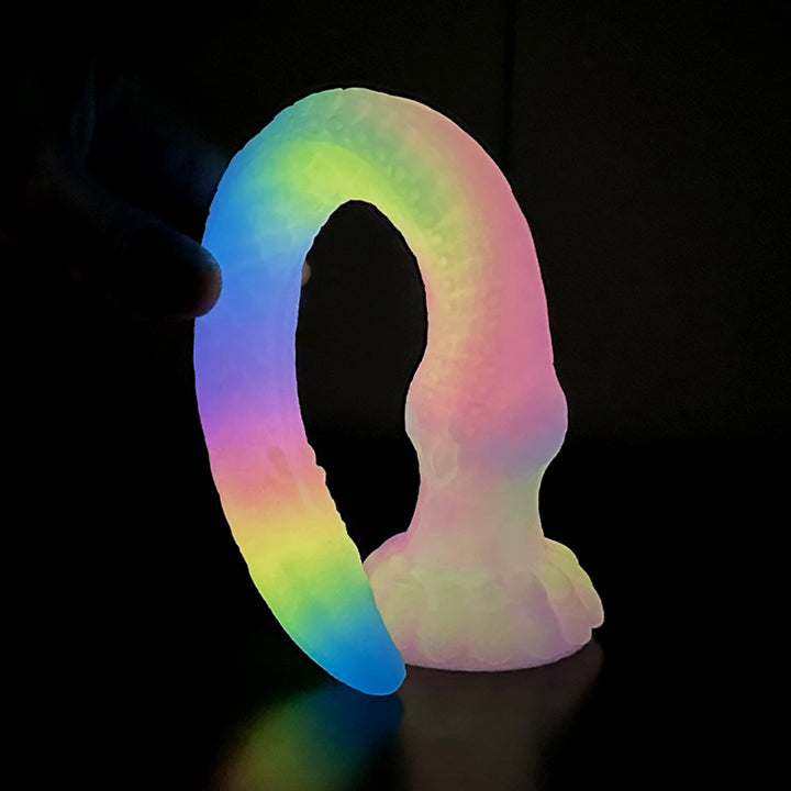 Fantasy Octopussy Platinum Silicone Dildo 22.2 Inch - Glow In The Dark