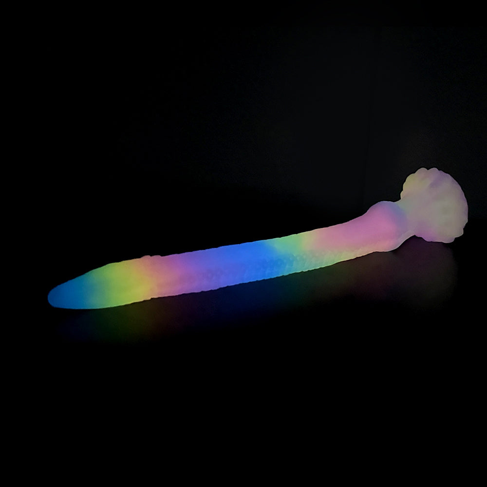 Fantasy Octopussy Platinum Silicone Dildo 22.2 Inch - Glow In The Dark